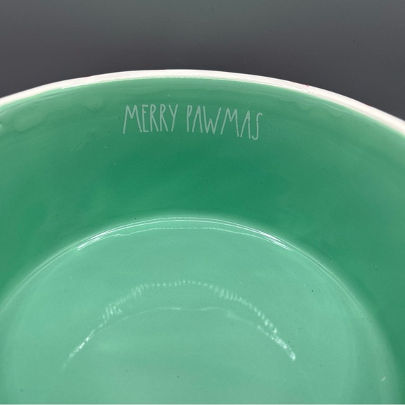 Rae Dunn MERRY PAWMAS Candy Cane Red White Striped Pet Dog Cat Bowl Large NEW - Picture 2 of 2